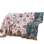 Reversible Botanical Throw Blanket