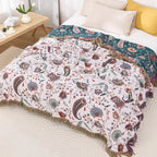 Reversible Botanical Throw Blanket