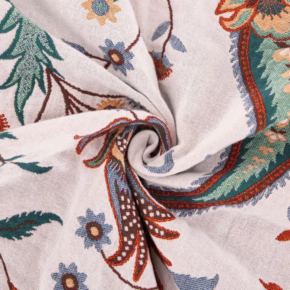 Reversible Botanical Throw Blanket