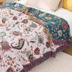 Reversible Botanical Throw Blanket