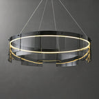 Ring Pendant Light | Black Metal Ring & Glass Shade | LED Bulb Included