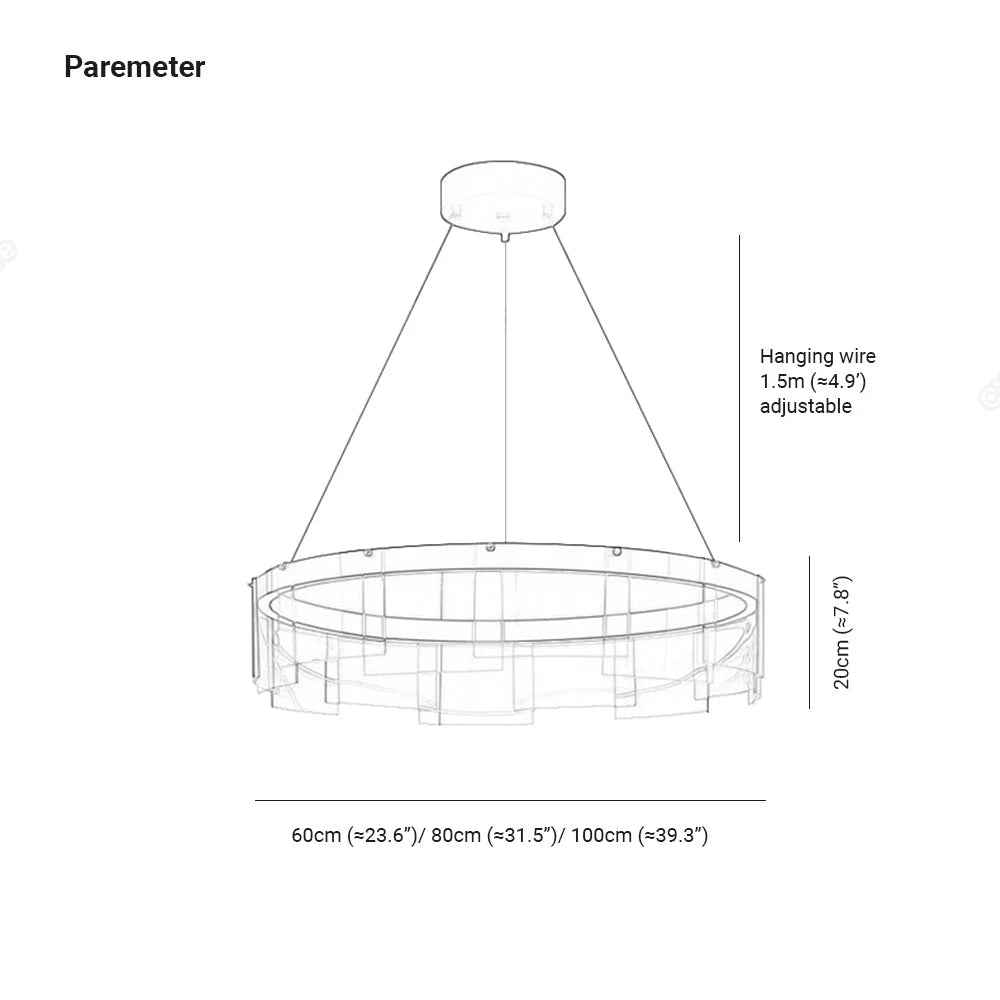 Ring Pendant Light | Black Metal Ring & Glass Shade | LED Bulb Included