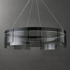 Ring Pendant Light | Black Metal Ring & Glass Shade | LED Bulb Included