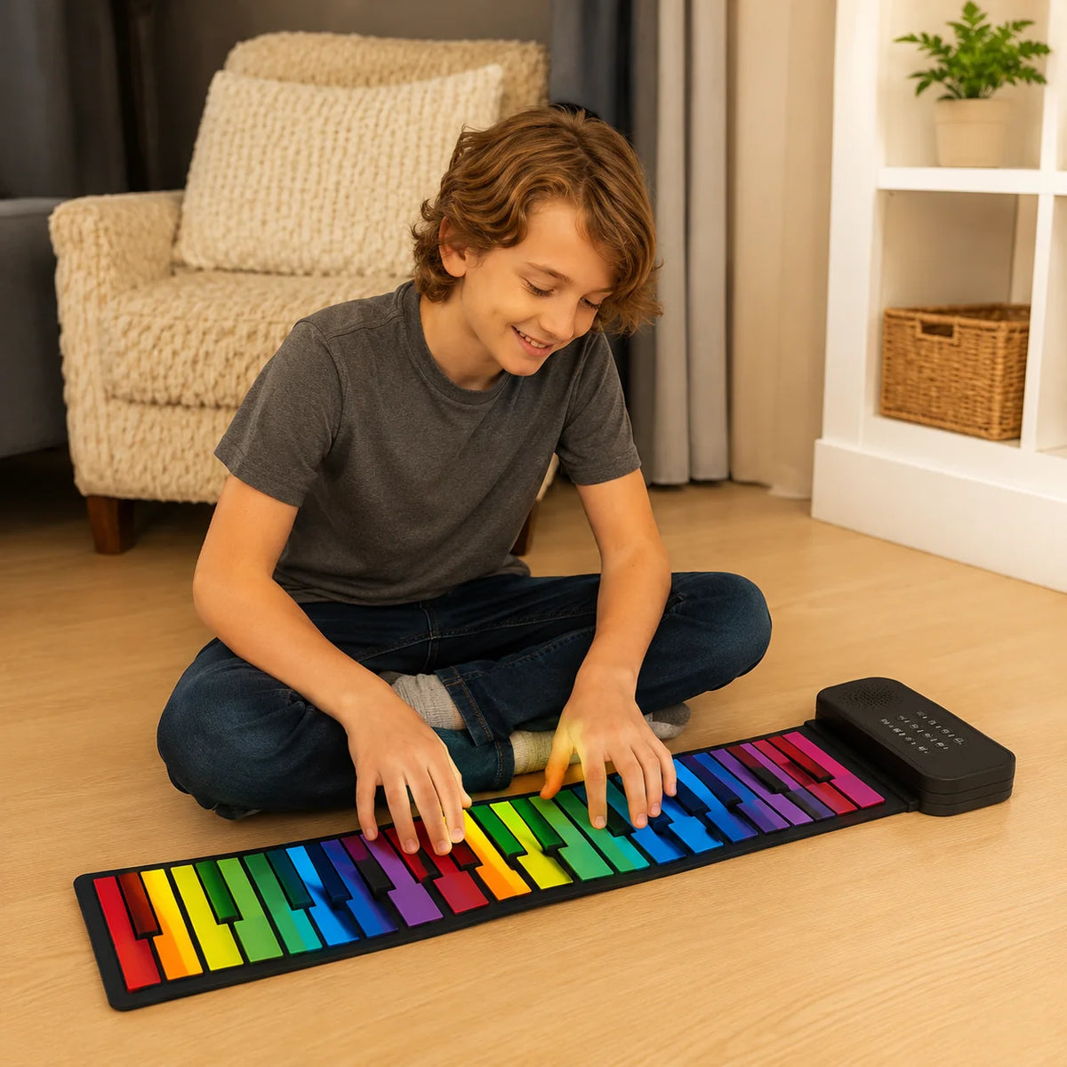 Roll-Up Piano | 61 Touch-Sensitive Silicone Keys & Built-In Speaker