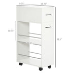 Rolling Storage Cart | Slim Design With Drawer | 9.75-Inch Wide