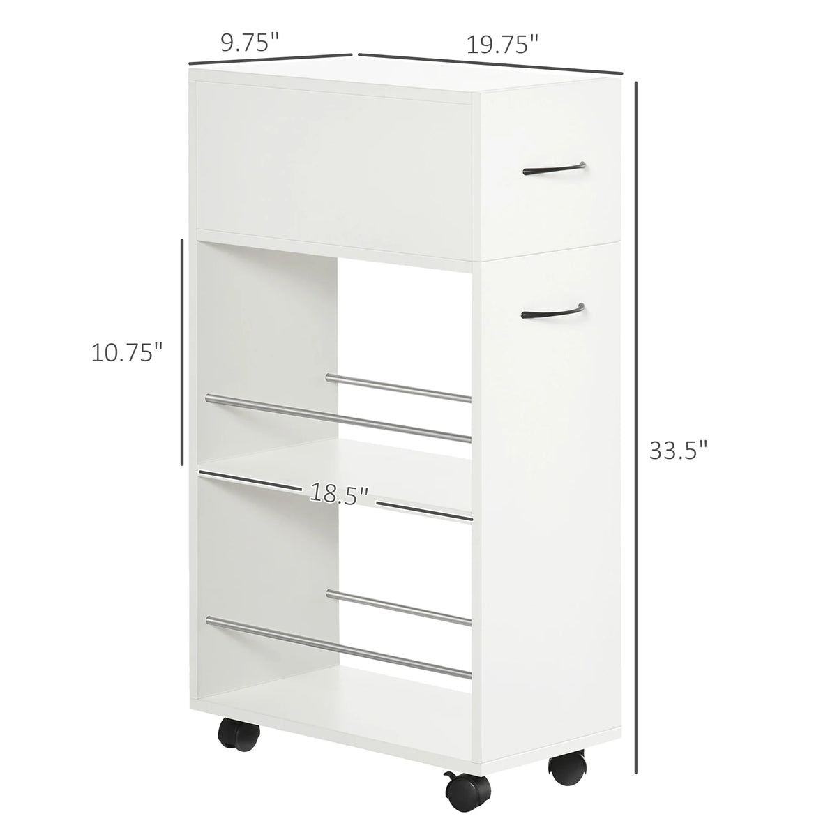 Rolling Storage Cart | Slim Design With Drawer | 9.75-Inch Wide