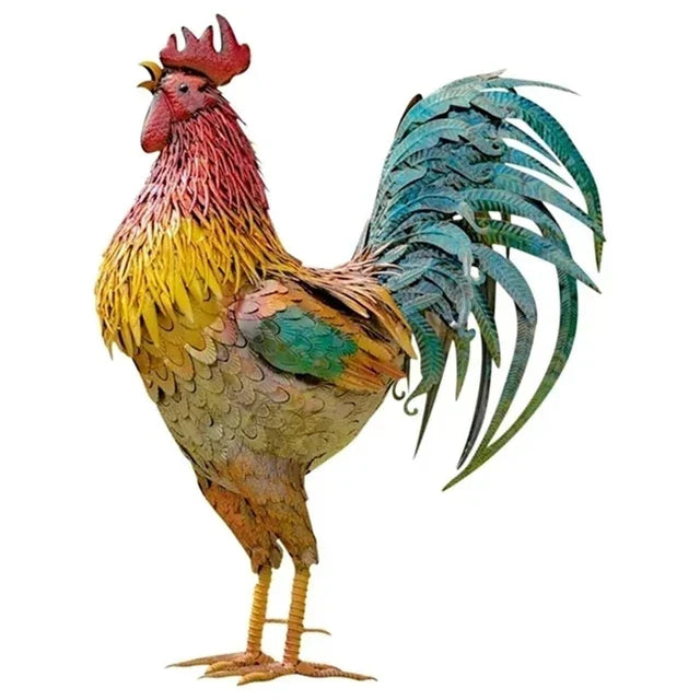 Rooster Sculpture | Handcrafted & Weather-Resistant Metal | 26 x 30 cm