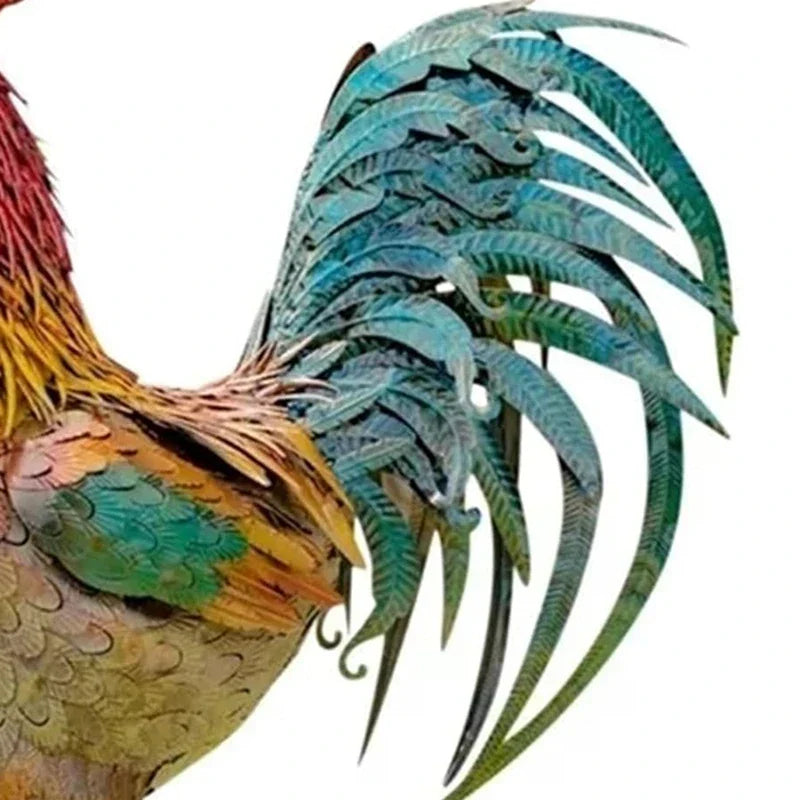 Rooster Sculpture | Handcrafted & Weather-Resistant Metal | 26 x 30 cm