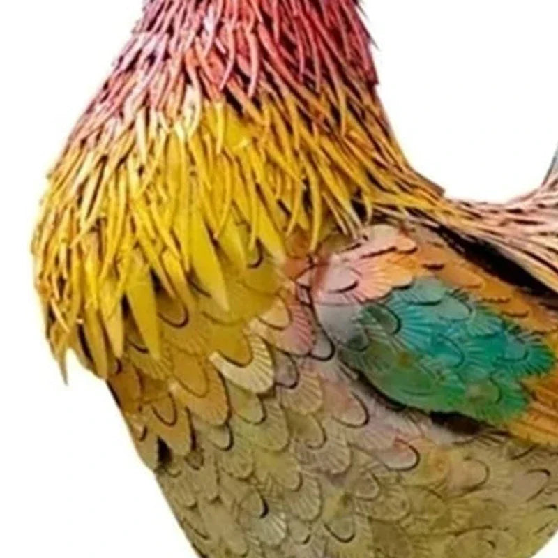 Rooster Sculpture | Handcrafted & Weather-Resistant Metal | 26 x 30 cm