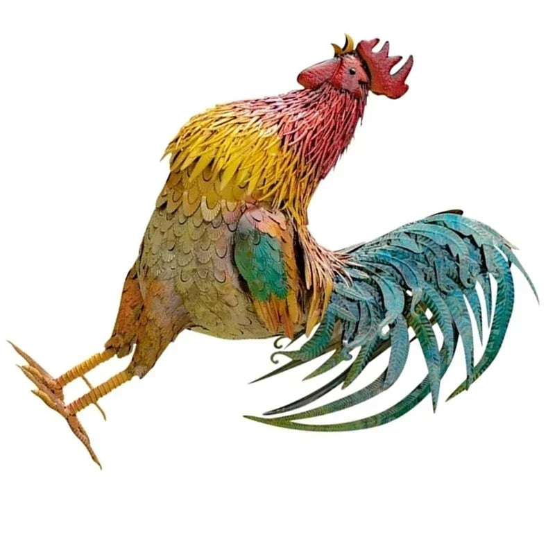 Rooster Sculpture | Handcrafted & Weather-Resistant Metal | 26 x 30 cm
