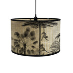 Round Lampshade | Tropical Printed Fabric & E27 Compatible | 30 cm Diameter