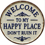 Round Metal Sign | Distressed Finish & Raised Lettering | 20 cm Diameter
