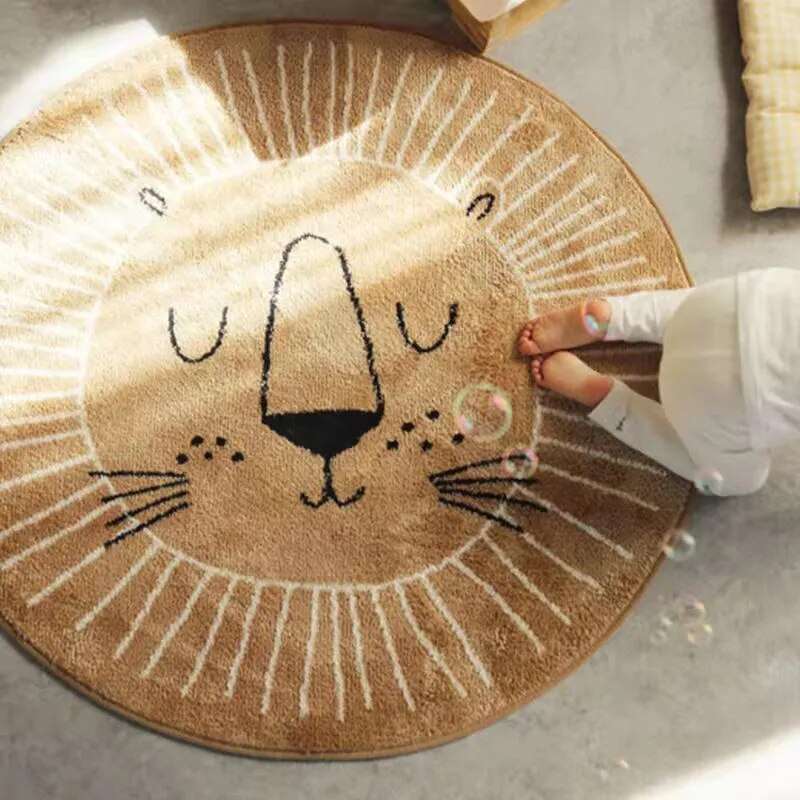 Round Play Rug | Lion Print & Washable | 80/100/120 cm