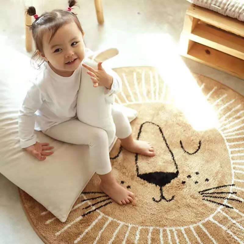 Round Play Rug | Lion Print & Washable | 80/100/120 cm