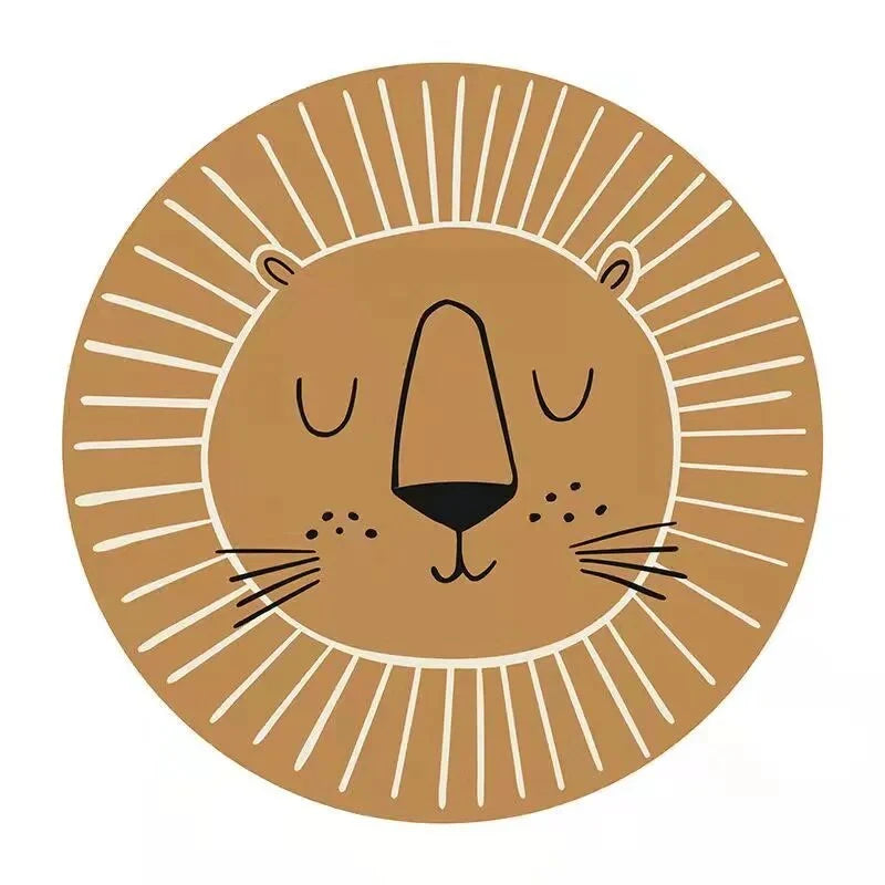 Round Play Rug | Lion Print & Washable | 80/100/120 cm