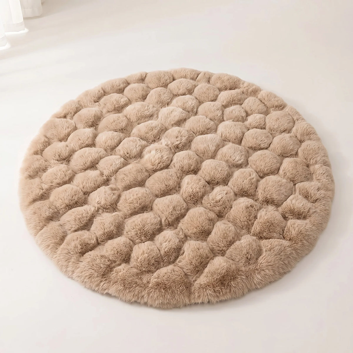 Round Rug | Soft Fleece Bubble Texture | 90 × 90 cm