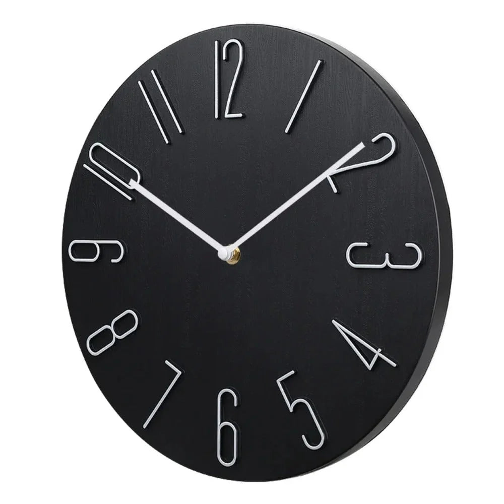Round Wall Clock | Silent No-Ticking & Wood-Grain Dial