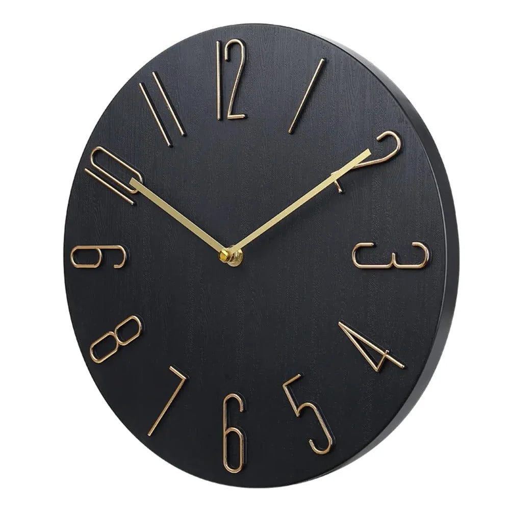 Round Wall Clock | Silent No-Ticking & Wood-Grain Dial
