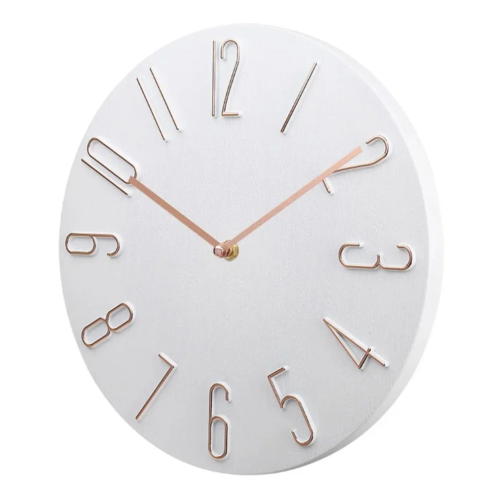 Round Wall Clock | Silent No-Ticking & Wood-Grain Dial