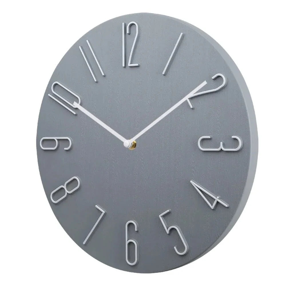 Round Wall Clock | Silent No-Ticking & Wood-Grain Dial