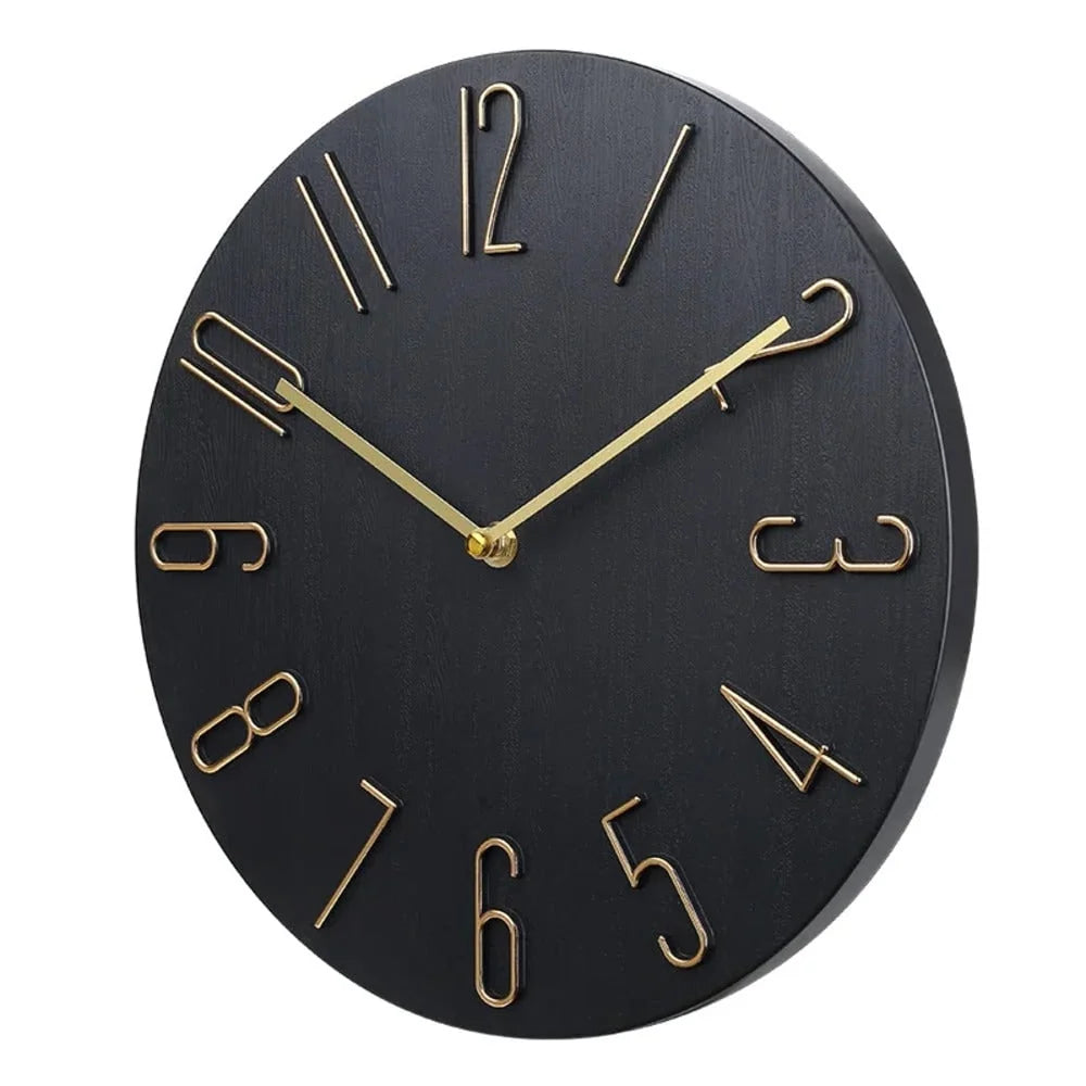 Round Wall Clock | Silent No-Ticking & Wood-Grain Dial