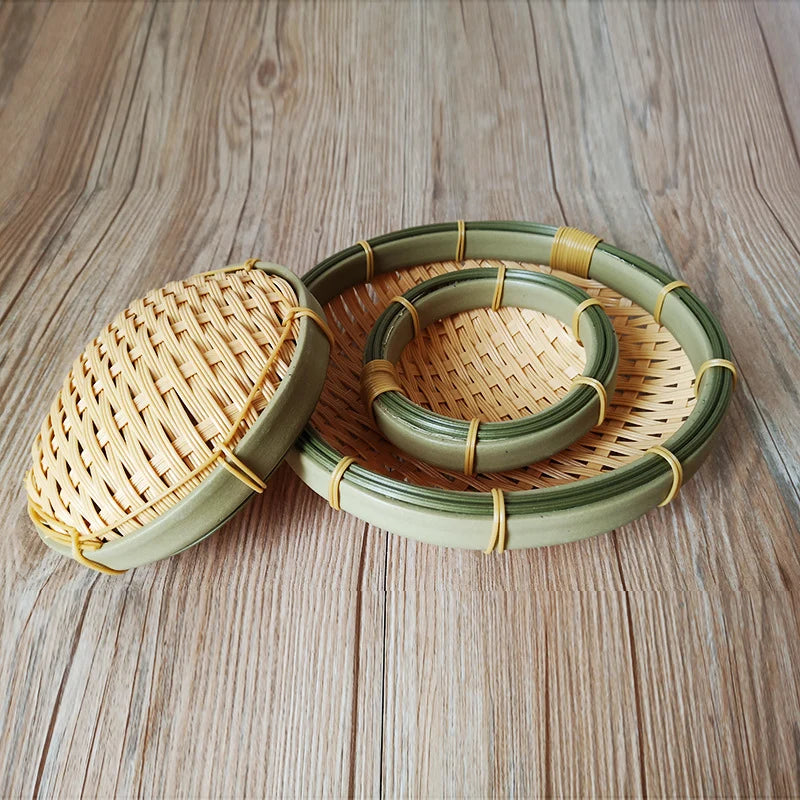 Round Woven Basket Set | Handcrafted & Eco-Friendly | Set of 3