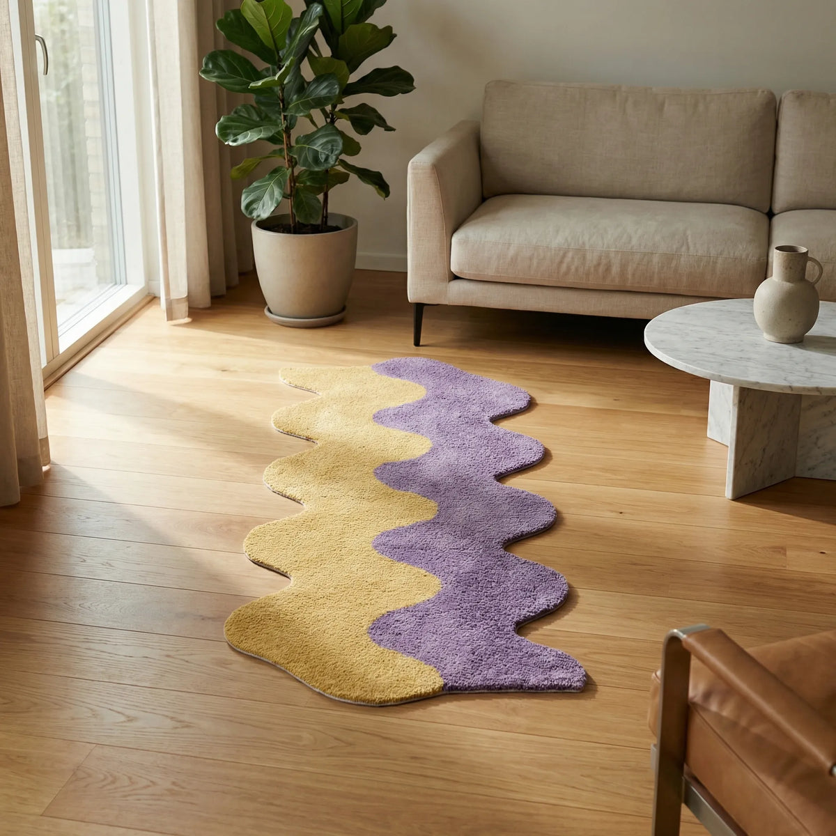 Rug | Abstract Color Block & Machine-Washable | 45 x 120 cm