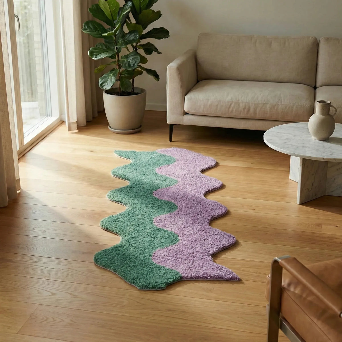 Rug | Abstract Color Block & Machine-Washable | 45 x 120 cm