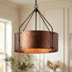 Rustic Bronze Industrial Drum Shade Pendant Lamp