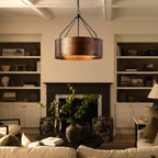 Rustic Bronze Industrial Drum Shade Pendant Lamp