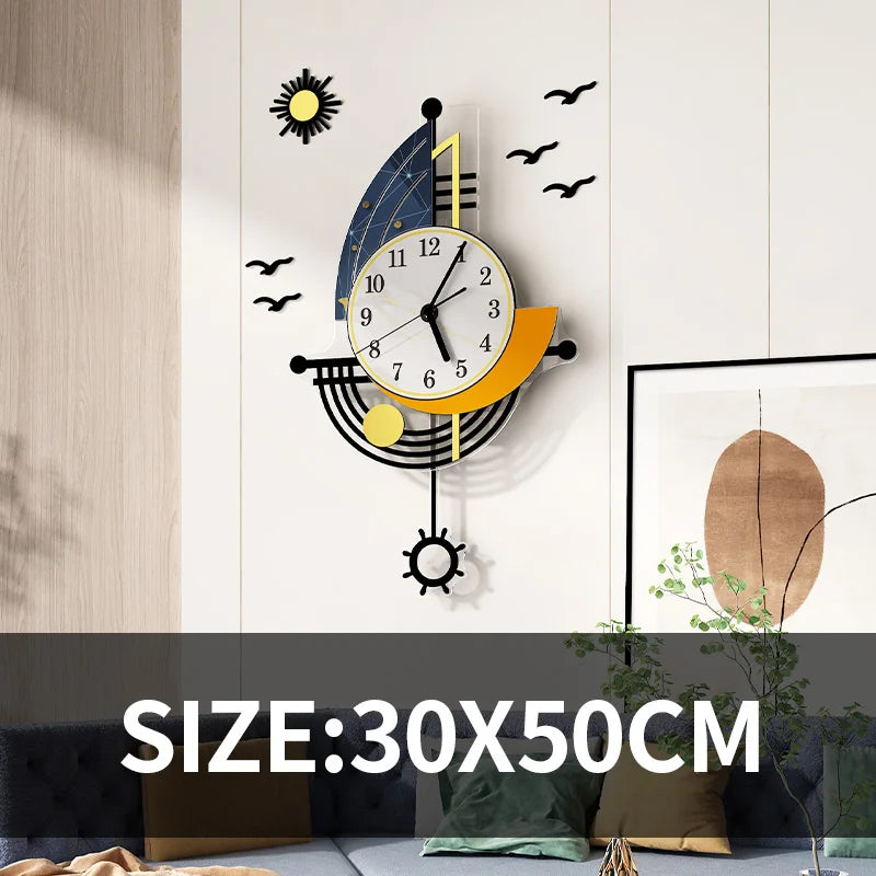 Sailboat Wall Clock | Silent Second Hand & Durable Acrylic | 30 × 50 cm