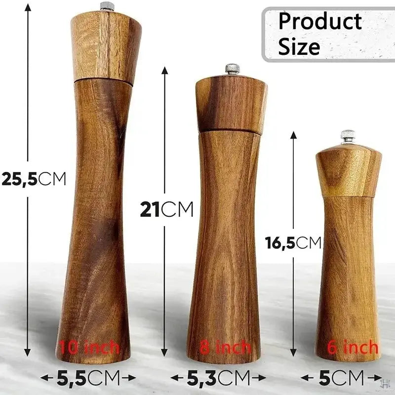 Salt & Pepper Grinder | Acacia Wood & Adjustable Ceramic Mill | Sold Individually