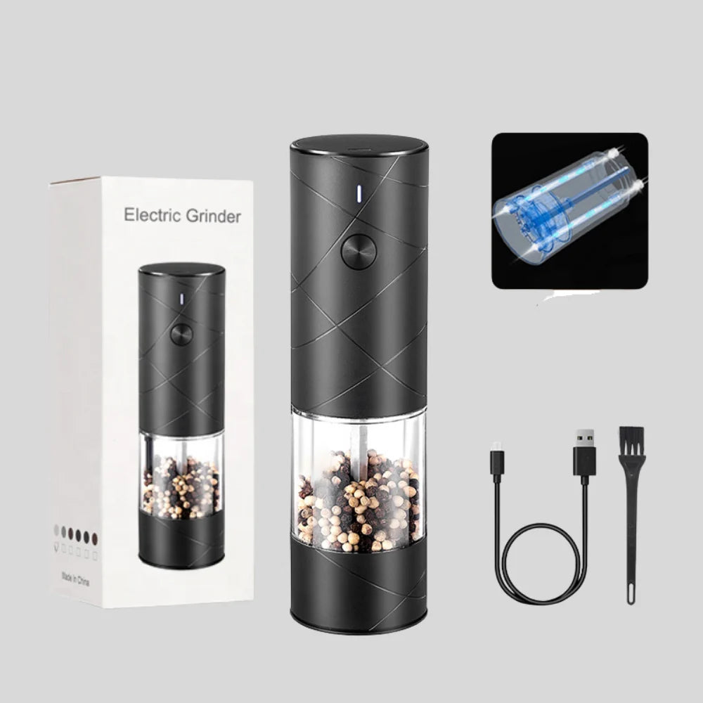 Salt & Pepper Grinder Set | One-Hand Operation, LED & Rechargeable | Set of 2