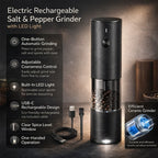 Salt & Pepper Grinder Set | One-Hand Operation, LED & Rechargeable | Set of 2