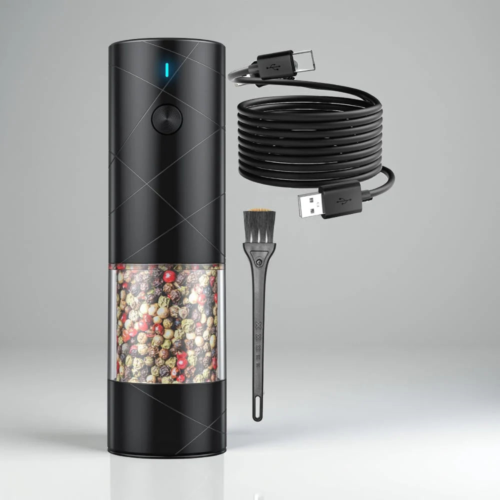 Salt & Pepper Grinder Set | One-Hand Operation, LED & Rechargeable | Set of 2