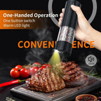 Salt & Pepper Grinder Set | One-Hand Operation, LED & Rechargeable | Set of 2