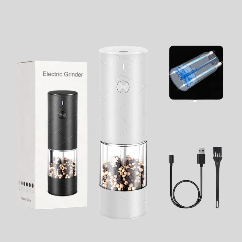 Salt & Pepper Grinder Set | One-Hand Operation, LED & Rechargeable | Set of 2