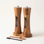 Salt & Pepper Grinder | Wooden With Clear Window | Adjustable Ceramic Grind