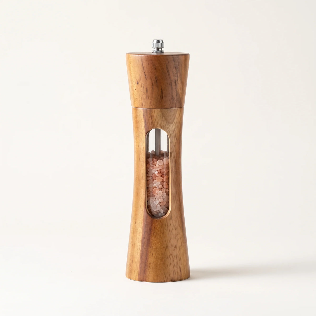 Salt & Pepper Grinder | Wooden With Clear Window | Adjustable Ceramic Grind