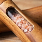 Salt & Pepper Grinder | Wooden With Clear Window | Adjustable Ceramic Grind