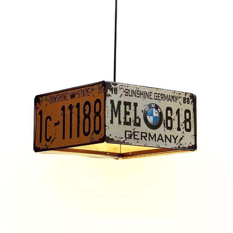 Contemporary Industrial Creative Square Rectangular License Plate Metal 3/5-Light Candelabra for Living Room