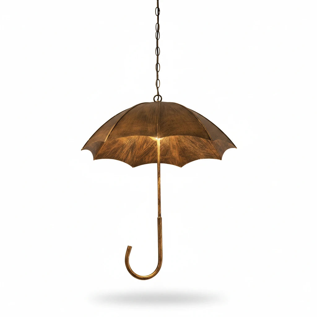 Contemporary Industrial Round Iron 5-Light Umbrella Chandelier for Living Room