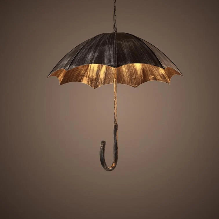 Contemporary Industrial Round Iron 5-Light Umbrella Chandelier for Living Room