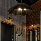 Contemporary Industrial Round Iron 5-Light Umbrella Chandelier for Living Room