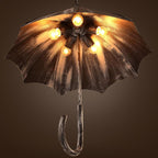 Contemporary Industrial Round Iron 5-Light Umbrella Chandelier for Living Room