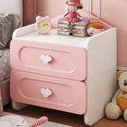 Contemporary Creative Kids Square MDF Bedside Table with 2 Drawers for Bedroom