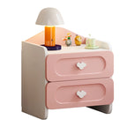 Contemporary Creative Kids Square MDF Bedside Table with 2 Drawers for Bedroom