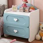 Contemporary Creative Kids Square MDF Bedside Table with 2 Drawers for Bedroom