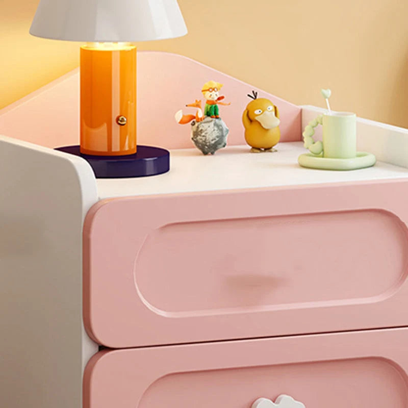 Contemporary Creative Kids Square MDF Bedside Table with 2 Drawers for Bedroom