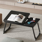 Contemporary Nordic Carbon Fiber MDF Rectangular Desk with Foldable Angle-Adjustable 2-Tray Design for Study